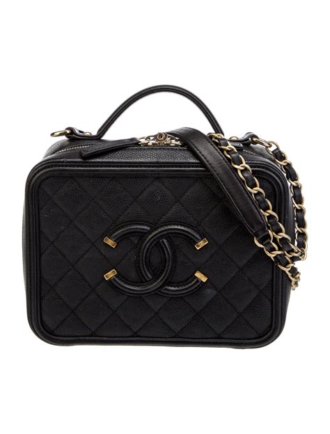 Chanel Filigree Vanity Case Quilted Caviar Medium Multicolor